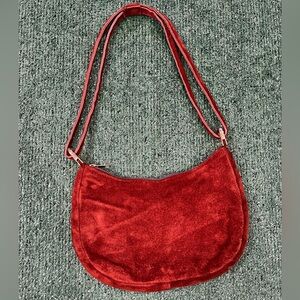 Saks Fifth Avenue Rust-Red Suede Shoulder Bag